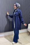 Taşlı tensel tunik Lacivert