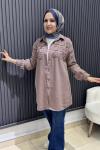 Taşlı tensel tunik Vizon