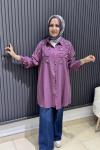 Taşlı tensel tunik Mürdüm